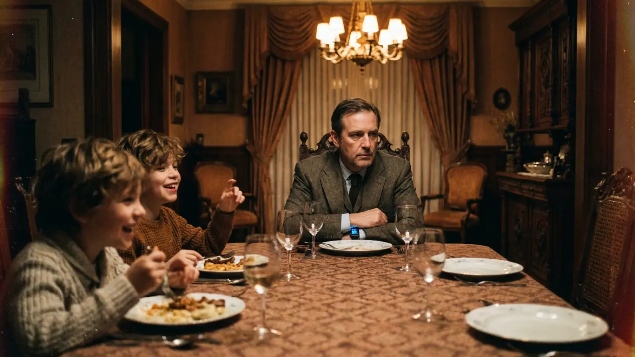 Père de famille physiquement présent mais mentalement absent lors d'un dîner