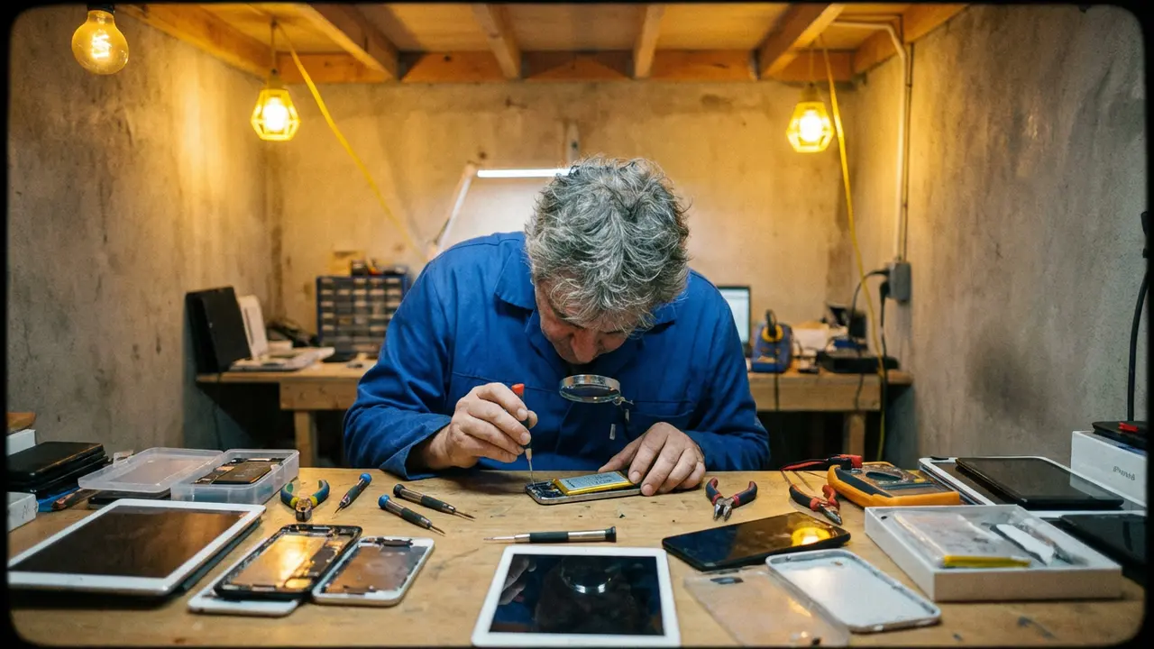 Technicien qualifié travaillant dans un atelier de reconditionnement artisanal
	