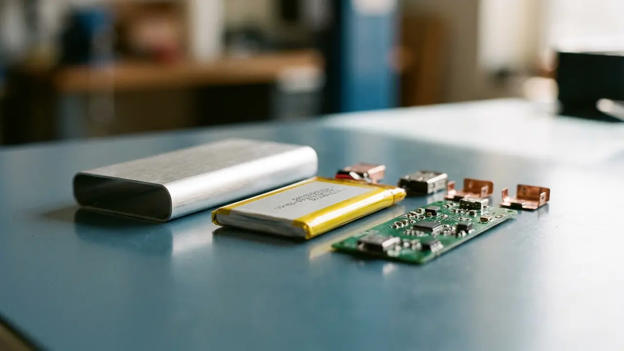 Vue artistique d'un produit modulaire démonté en ses composants recyclables
