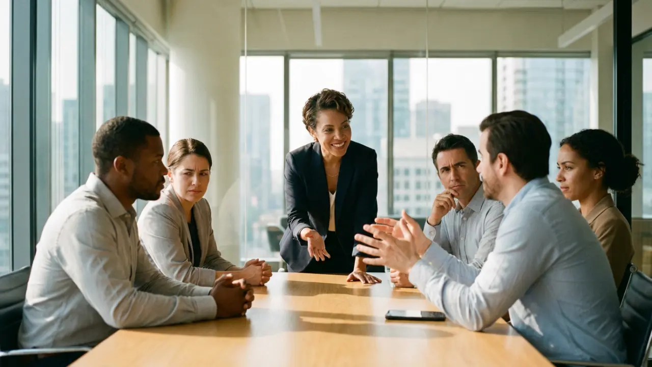 Réunion de direction illustrant la transparence relationnelle en leadership