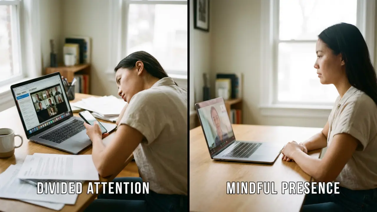 Différence entre multitâche et présence consciente chez un dirigeant