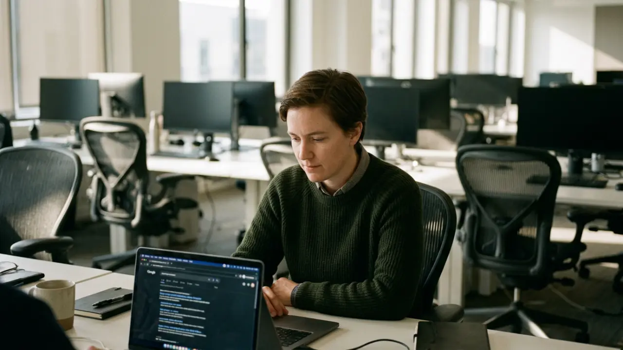 cadre consultant internet en mode navigation privée dans un bureau professionnel