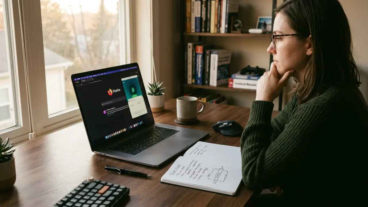 ordinateur affichant navigation privée et vpn actif sur un bureau moderne