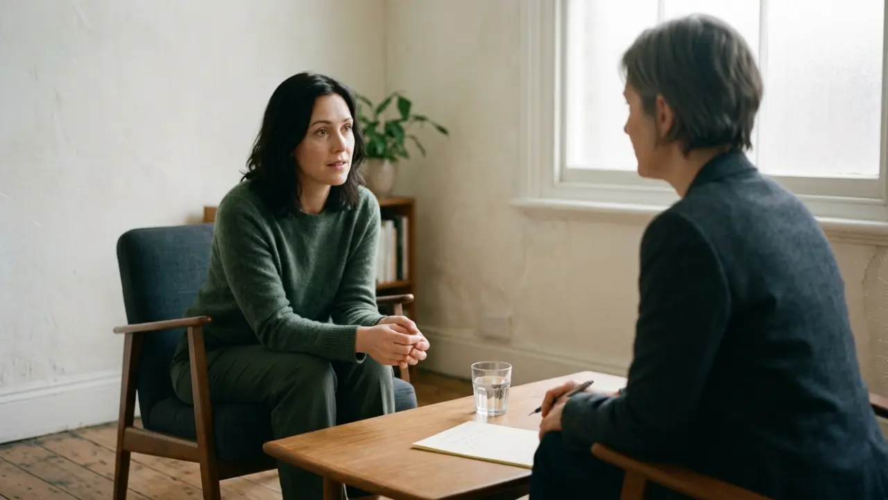 Séance de coaching entre deux personnes face à face dans un bureau minimaliste ,premier pas vers la transformation