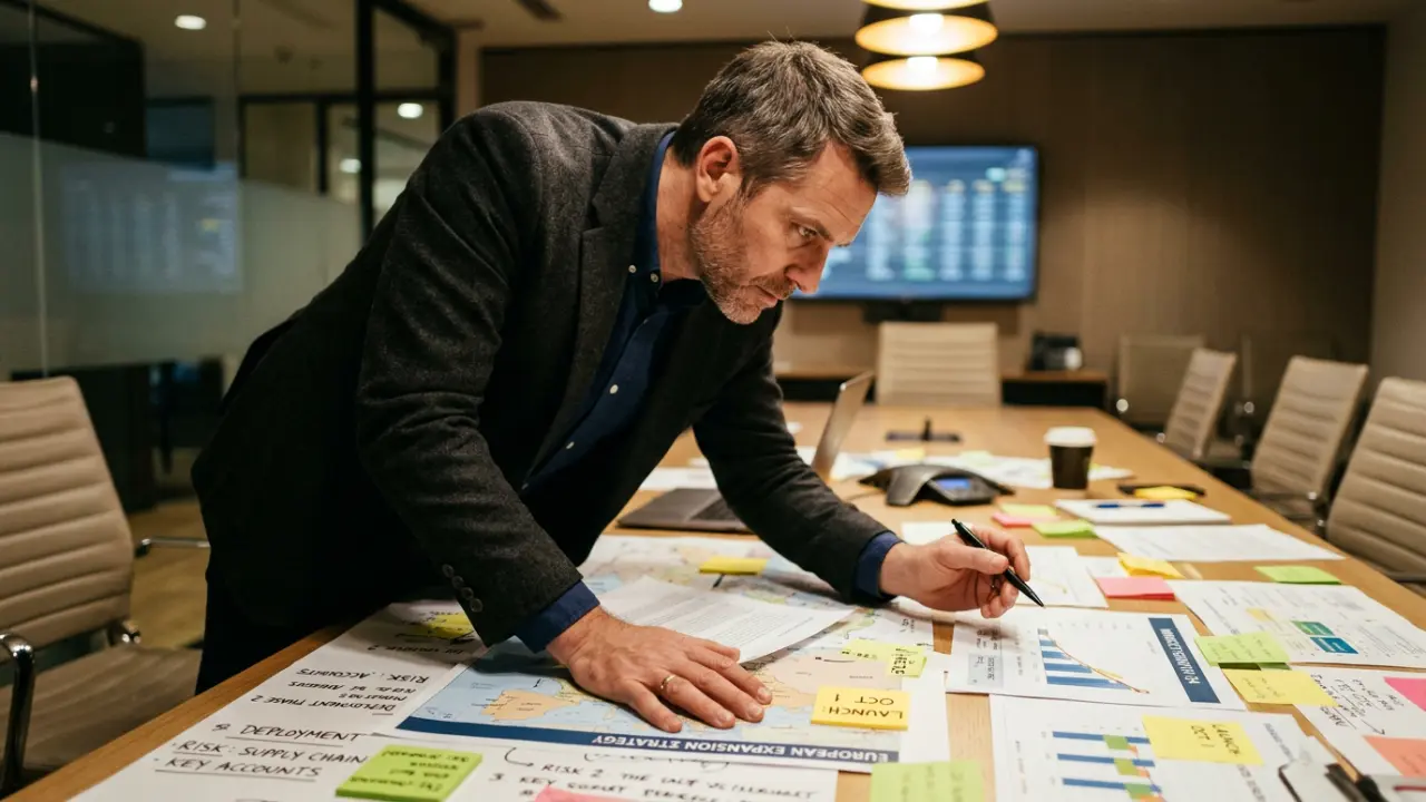 Dirigeant en état de flow face à une décision stratégique