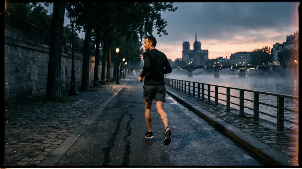 Fondateur en course matinale au bord de la Seine à Paris