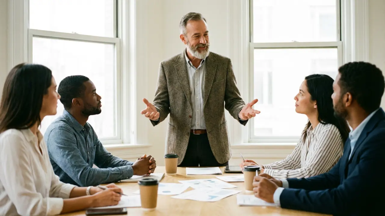 Réunion de direction avec écoute active et intelligence collective