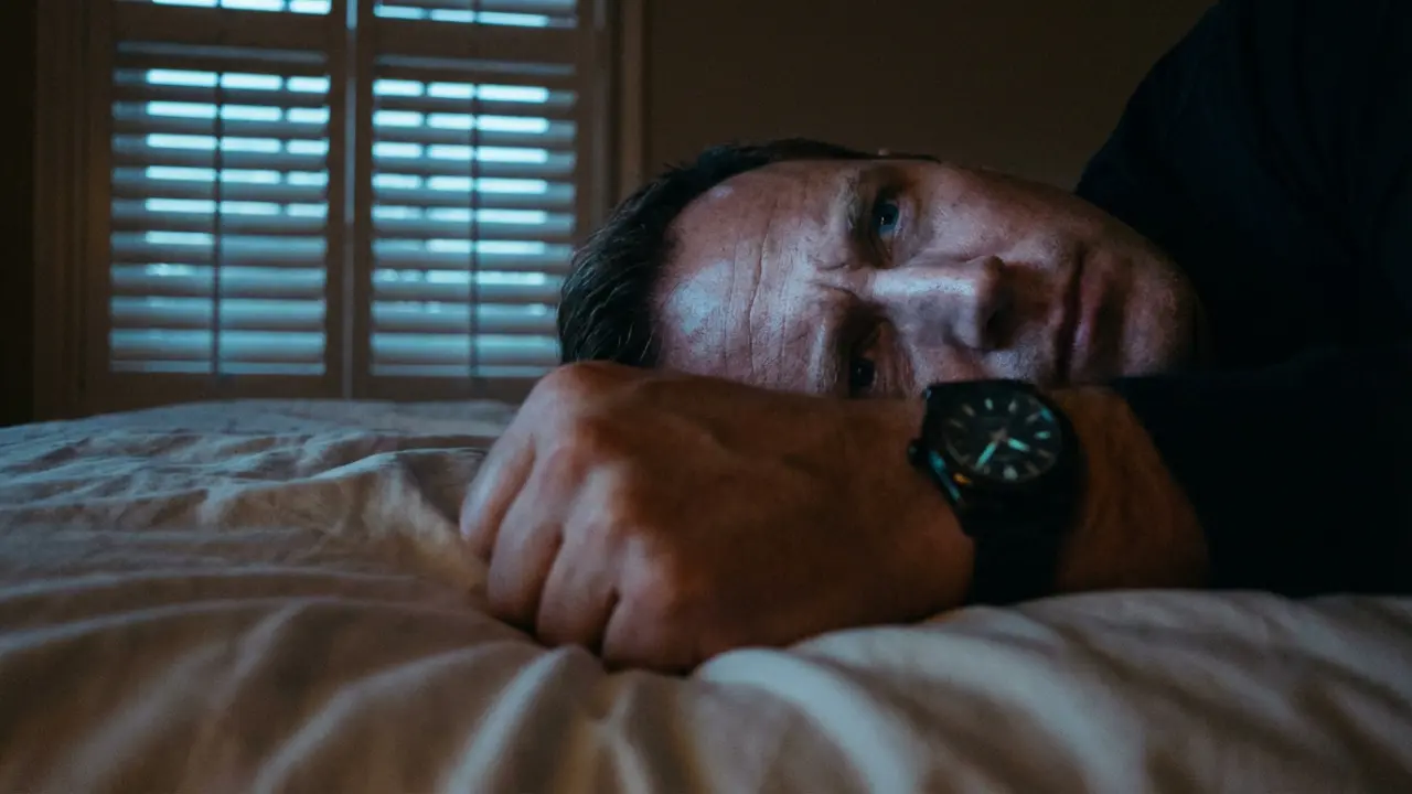 Main crispée sur des draps blancs illustrant l'insomnie des cadres dirigeants