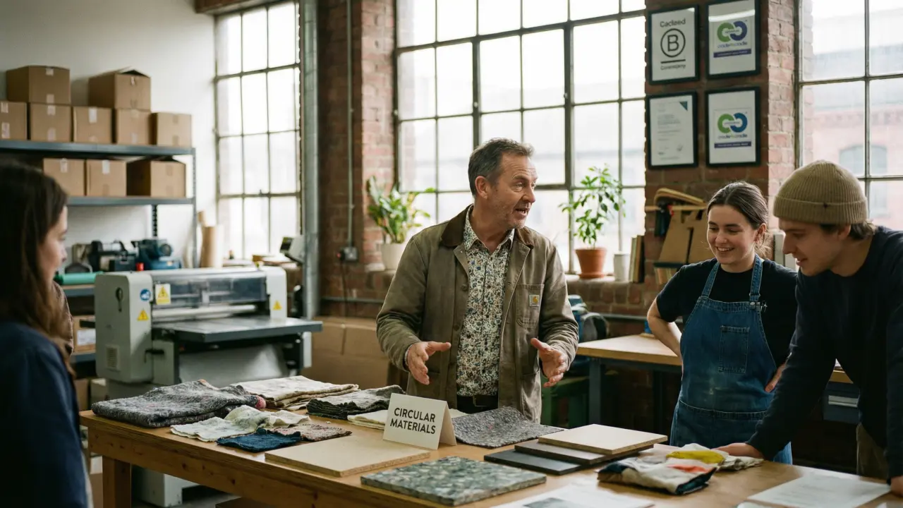 Directeur financier d'une PME engagée dans l'économie circulaire avec son équipe