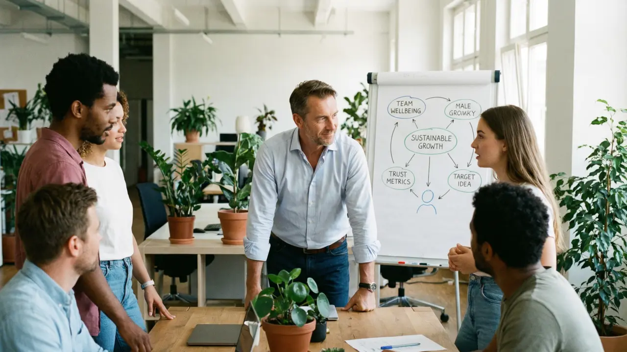 Dirigeant authentique en écoute active avec son équipe dans une réunion collaborative