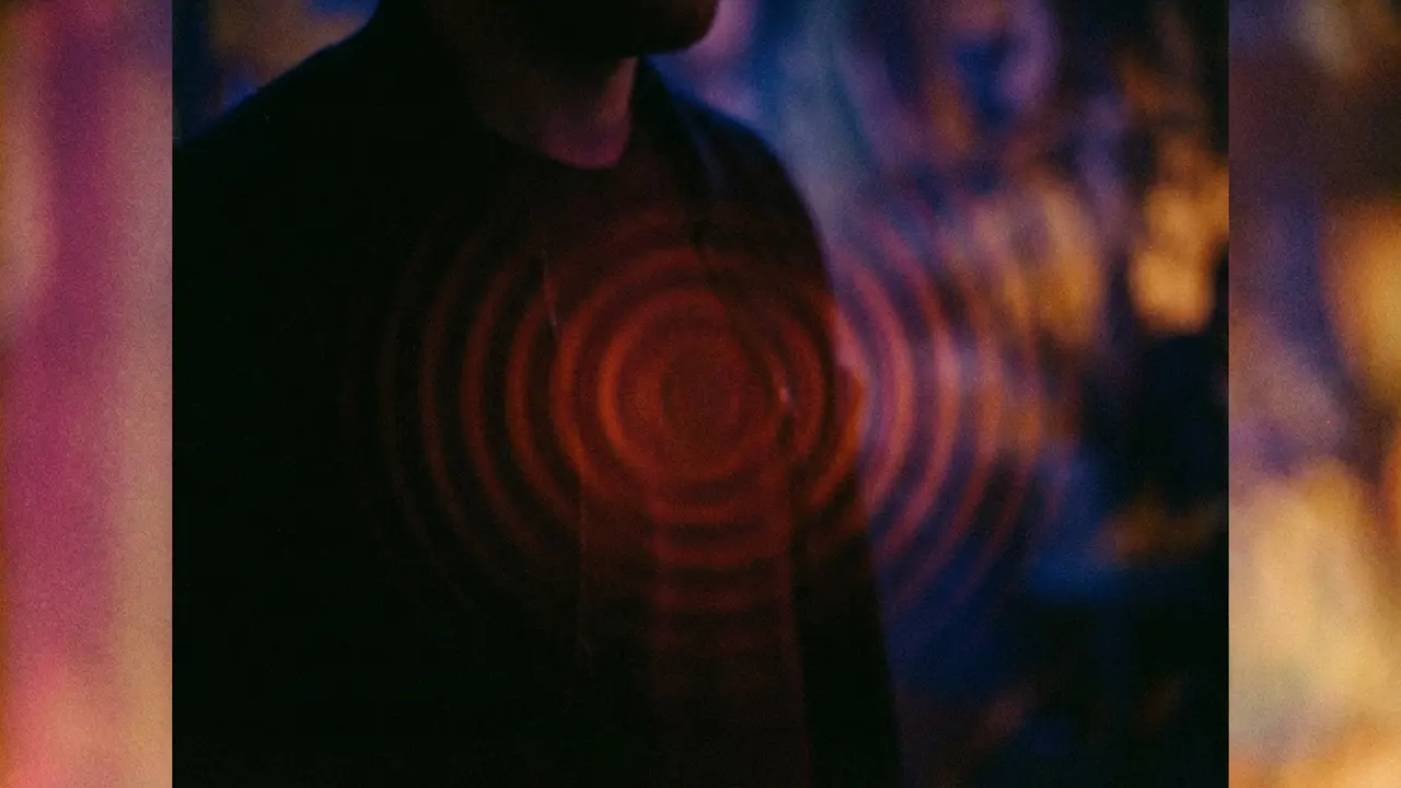 Gros plan artistique d'une pulsation lumineuse rayonnant en ondes concentriques symbolisant le principe organisateur invisible