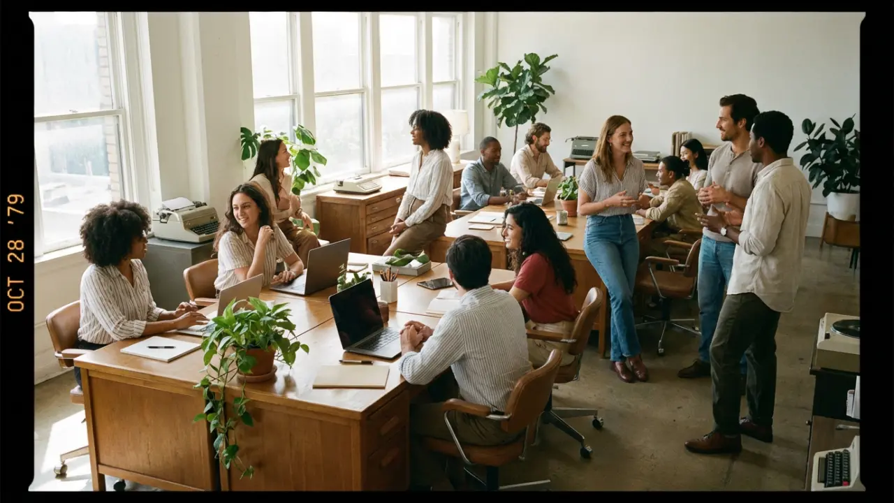 Vue d'ensemble d'un espace de travail vivant et authentique